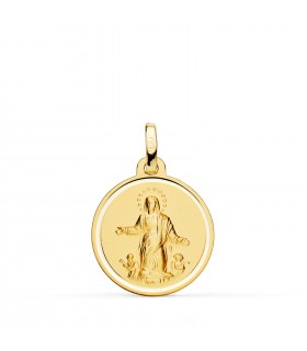 Collar Cordón con Medalla con Baño de Oro con Virgen Niña y Cruz de Ná