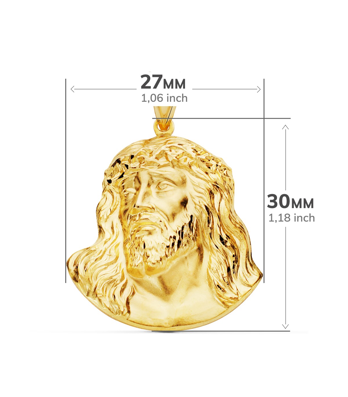 Colgante cabeza de Cristo. Medallas religiosas de Jesús