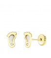 Pendientes Oro Amarillo 18K Pie Nácar 6 mm