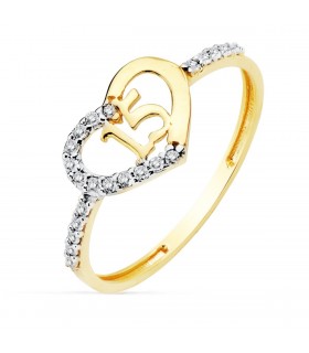 Ring Mädchen 15th Gelb-/Weissgold 18K Herz