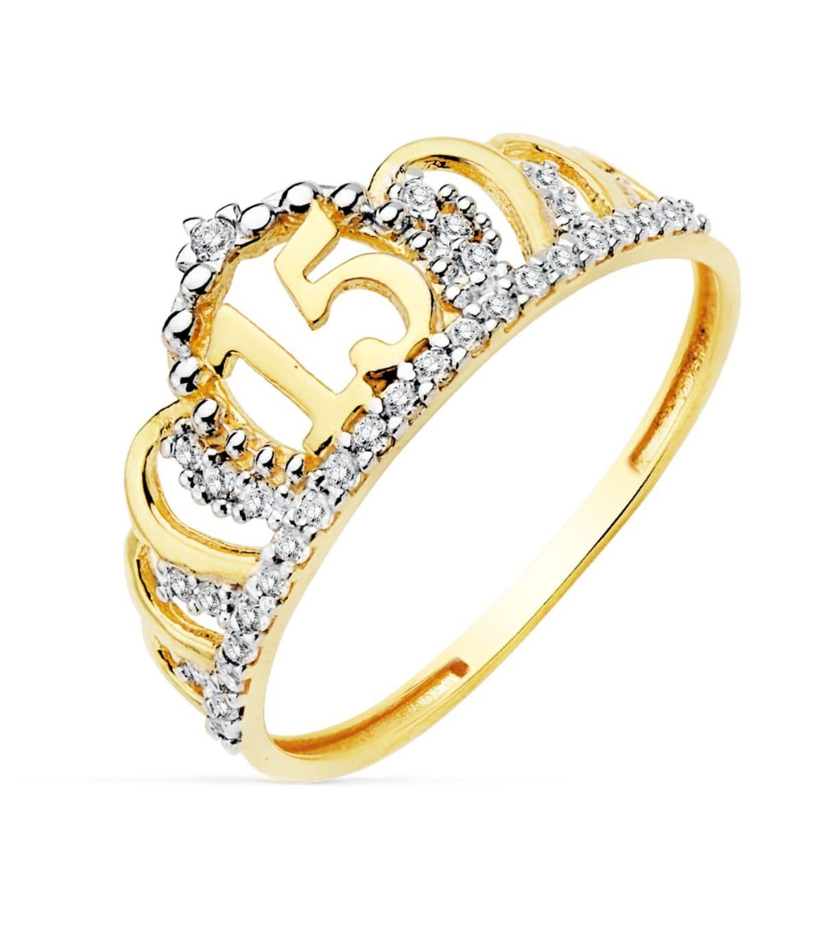Anello 15 anni oro bicolore 18kt Corona