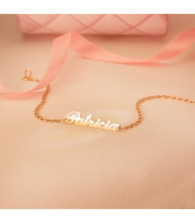 Bracelet prénom "Carrie Bradshaw" Or 18K 21cm. Bijoux personnalisés pour femme.