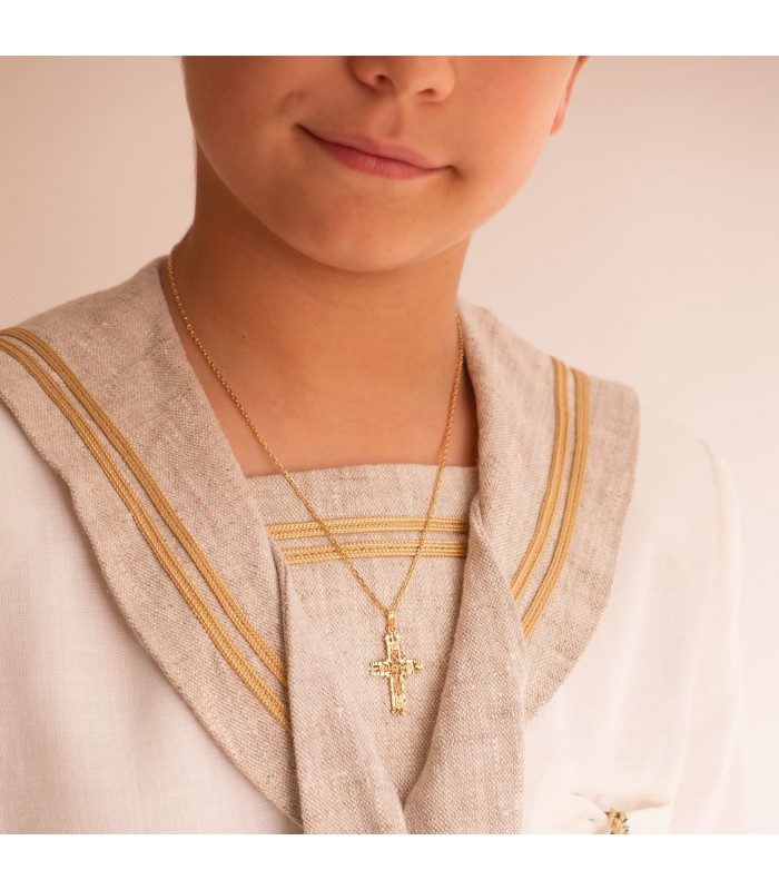 Croce filigrana 29mm per bambini e comunione - Collane con croce in oro 18kt /750