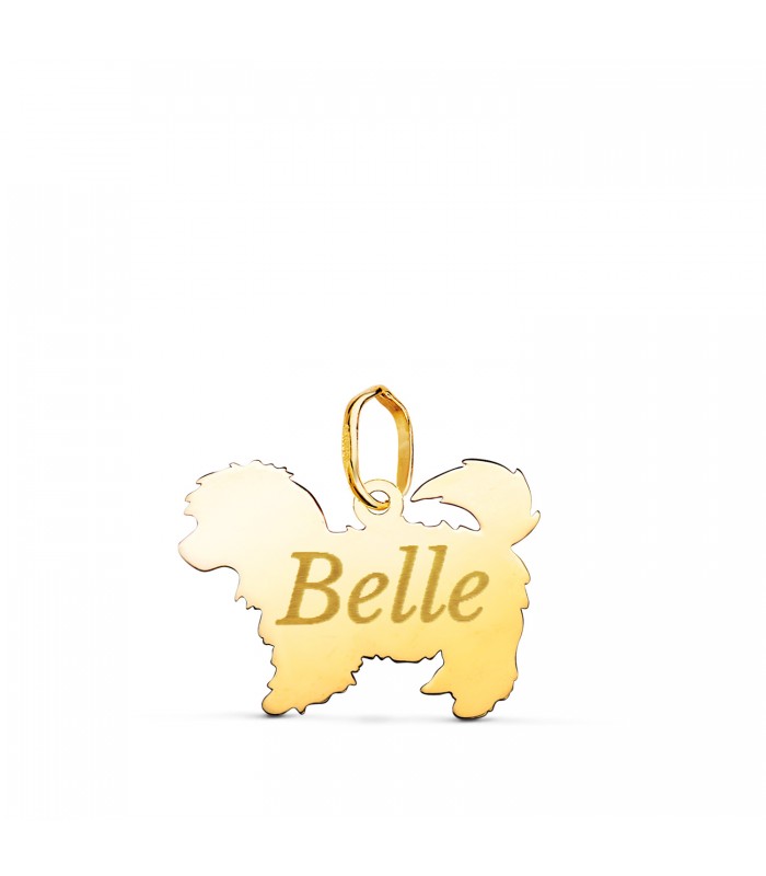 Maltese Ciondolo personalizzato cane Oro 18kt, gioielli donna.
