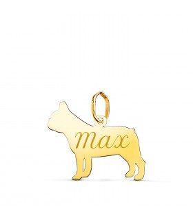 Bulldog Francés - Colgante Personalizado Perro Oro 18K - Joyas para mujer Mascotas nombre personalizable