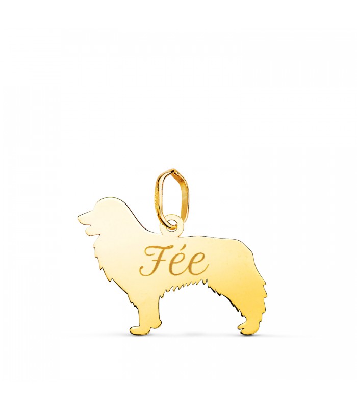 Border Collie - Colgante Personalizado Perro Oro 18K - Joyas para mujer Mascotas nombre personalizable