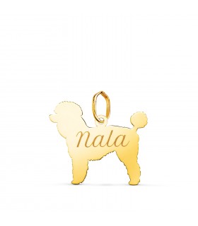 Caniche - Colgante Personalizado Perro Oro 18K - Joyas para mujer Mascotas nombre personalizable