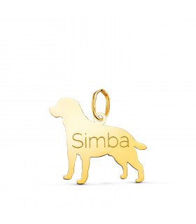 Colgante de Labrador en Oro 18K, personalizado con el nombre de tu mascota. Una joya única para mujeres amantes de los perros.