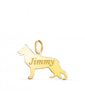 Colgante de Pastor Alemán en Oro 18K, personalizado con el nombre de tu mascota. Joya para mujeres amantes de los perros.