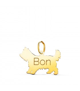 Colgante de Yorkshire en Oro 18K, personalizado con el nombre de tu mascota. Joya para mujeres amantes de los perros.