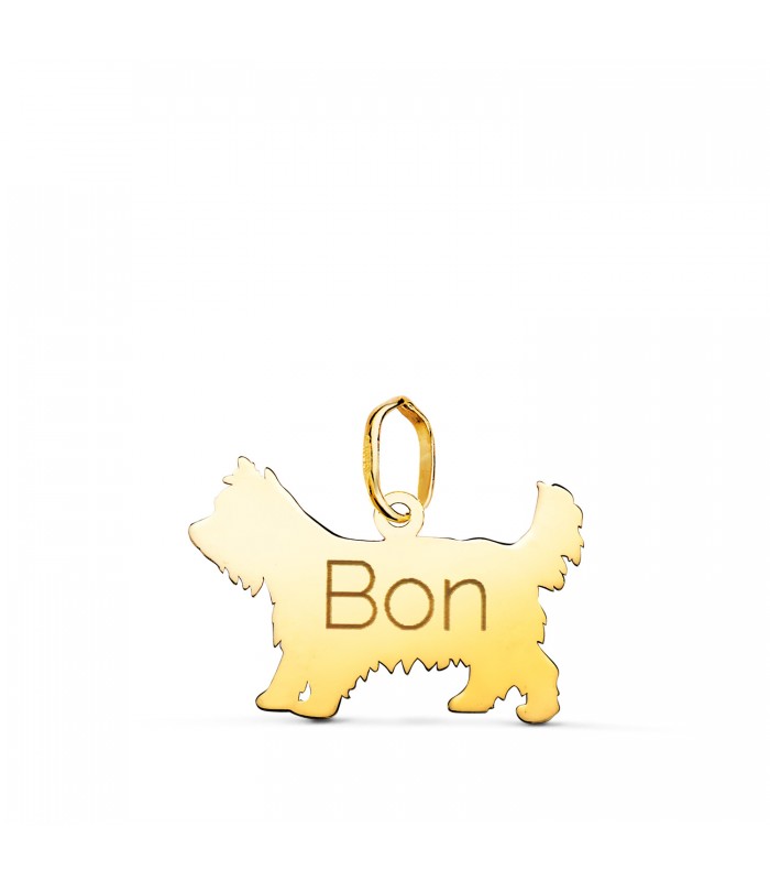 Colgante de Yorkshire en Oro 18K, personalizado con el nombre de tu mascota. Joya para mujeres amantes de los perros.