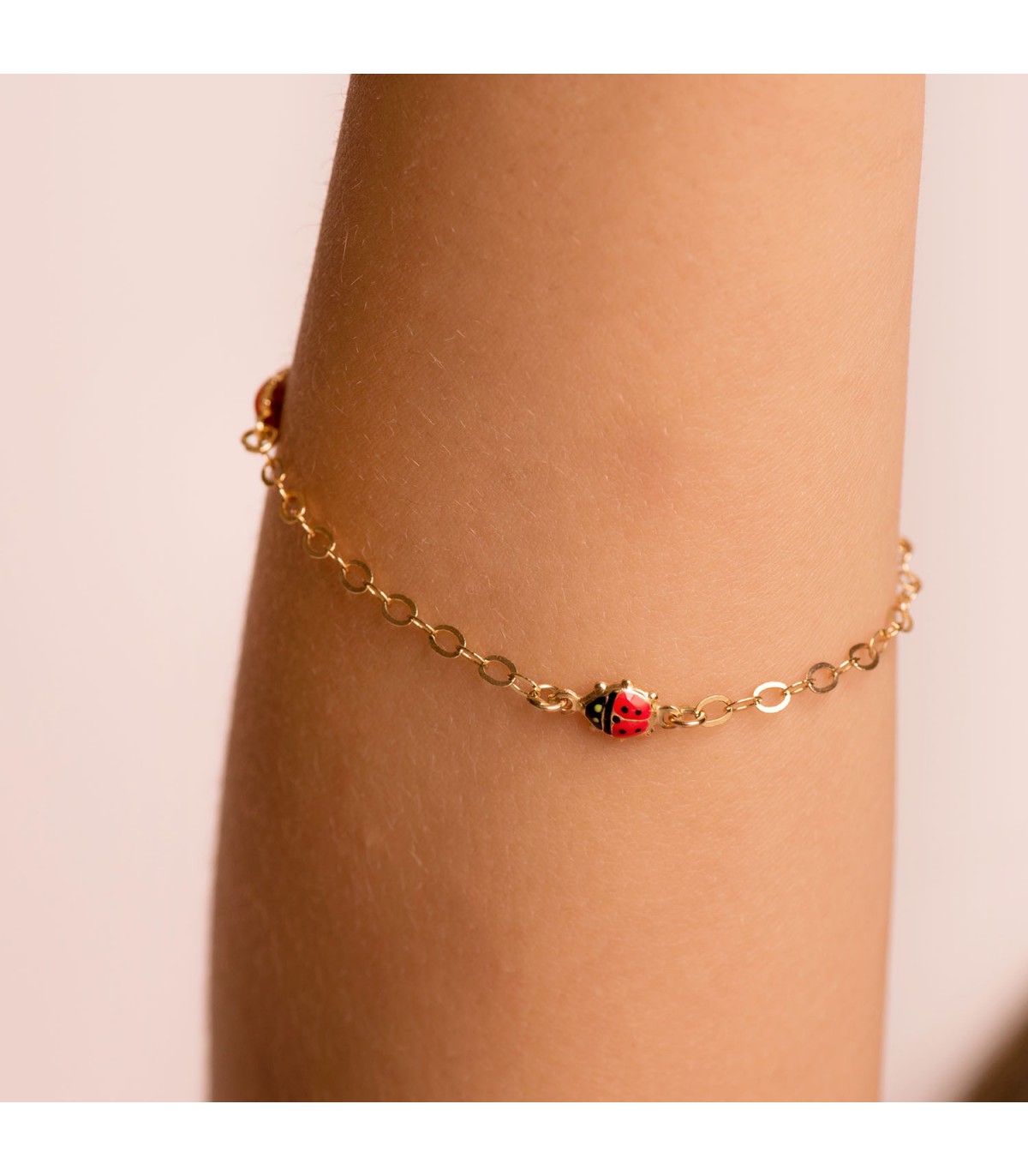 Bracciale in oro 18 carati Coccinella con smalto