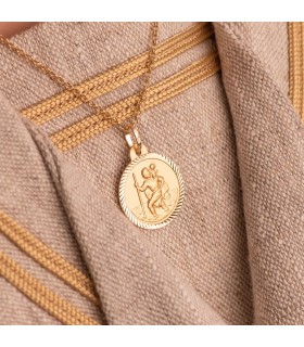 Médaille Saint Christophe Or 18K 20mm Diamanté