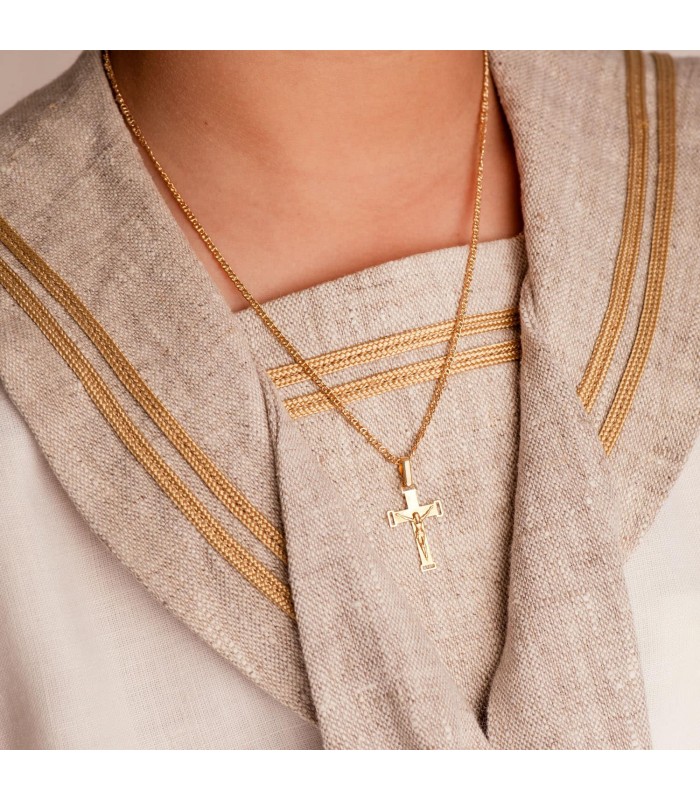 Anhänger Kreuz mit Jesus 18K Gold 23 mm | Jesus-Anhänger, christlicher Schmuck