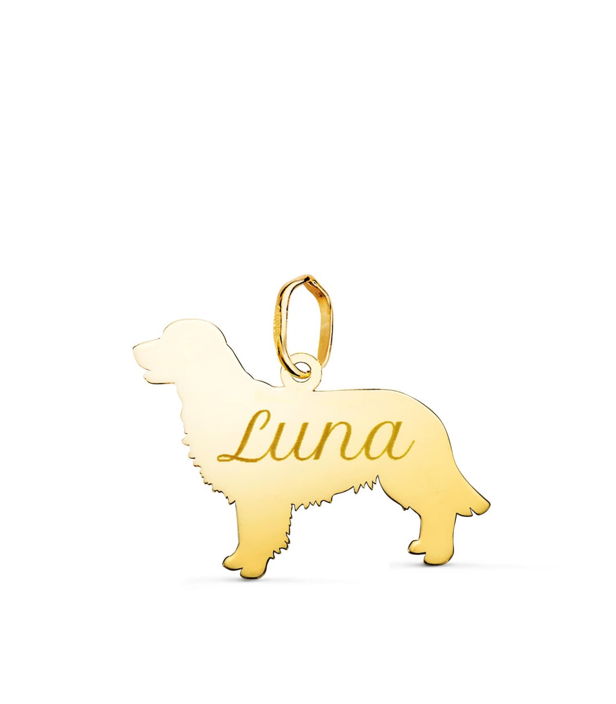 Golden Pendentif personnalisé chien Or 18K, bijoux femme.