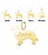 Pendentifs en or en forme de chien pour personnaliser son nom.