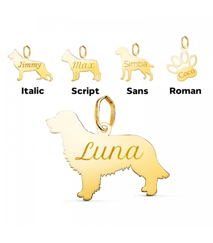 Ciondoli in oro, forma di cane Golden