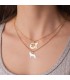 Collana donna personalizzata a zampa e osso di cane  Oro 18Kt, con incisione nome.