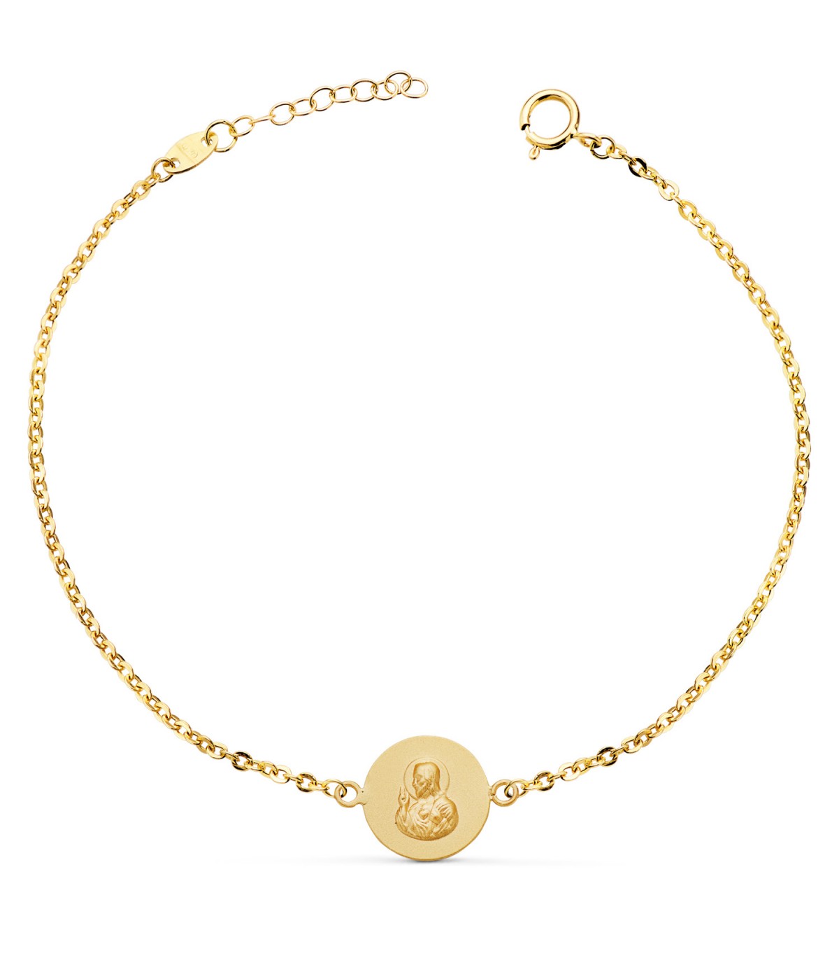 Pulsera Escapulario Sagrado Corazón Oro 18K 20 cm - pulseras mujer - pulseras comunión - pulseras de oro