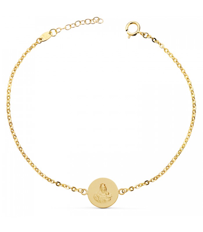 Pulsera Escapulario Virgen del Carmen Oro 18K 20 cm - pulseras mujer - pulseras comunión - pulseras de oro