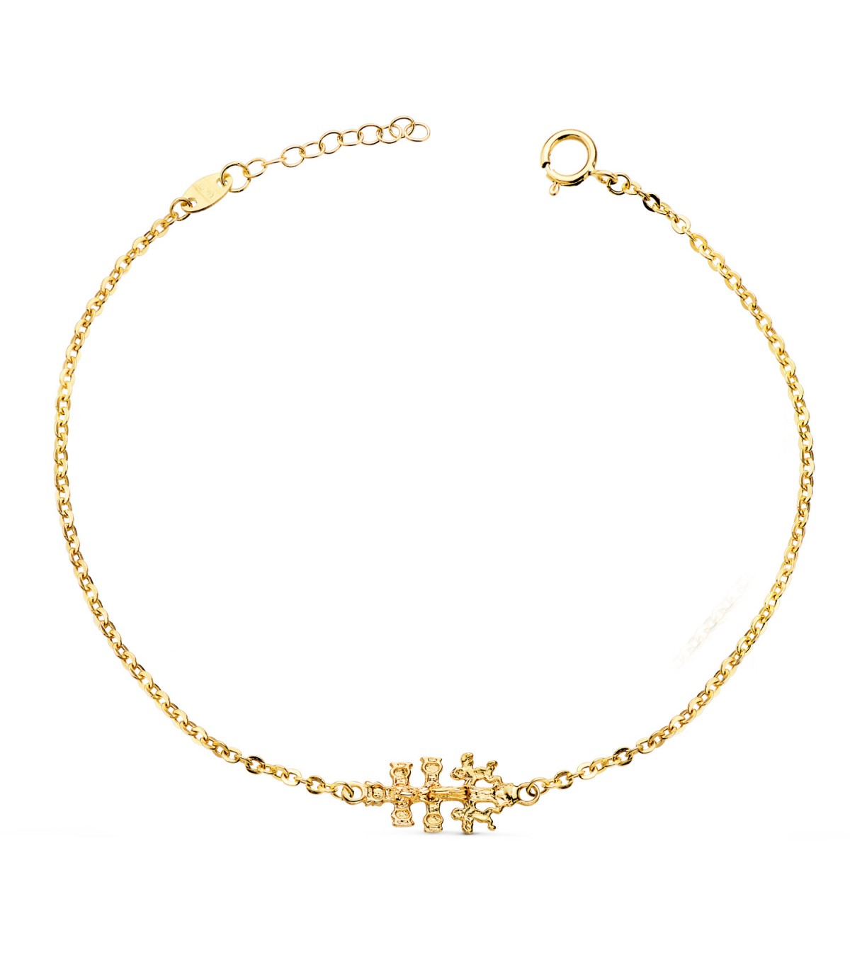 Bracelet Croix de Caravaca or 18K 20 cm. Bracelets pour femmes et filles.