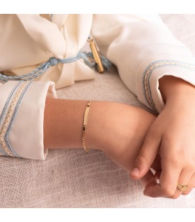 Bracciale con targhetta Oro 18kt Maglia grumetta 16,5 cm