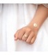 Conjunto de oro comunión para niña: anillo y pendientes de flor con perla