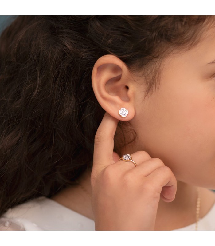 Set da comunione in oro bicolore 18kt Quadrifoglio