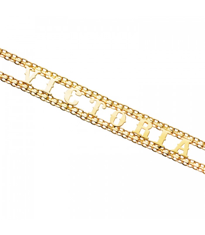 Bracciale con nome e elefanti Oro 18 carati