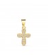 Ciondolo croce in oro 18kt e zirconi 14mm -  Ciondoli da donna