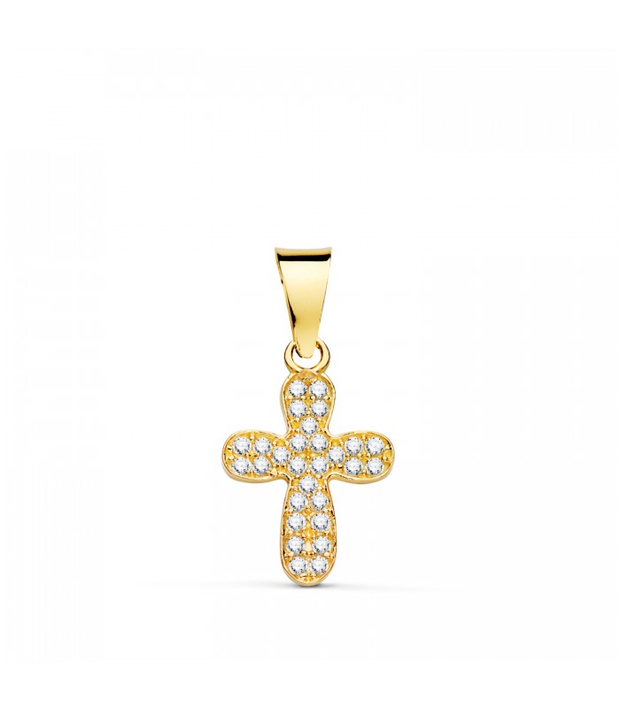 Goldanhänger Kreuz mit Zirkoniasteinen 22334, Gelbgold 18K | Damen Kreuze online kaufen