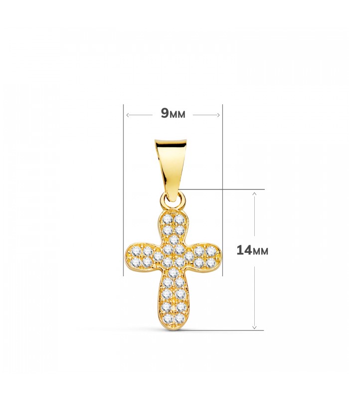 Ciondolo croce in oro 18kt e zirconi 14mm -  Ciondoli da donna