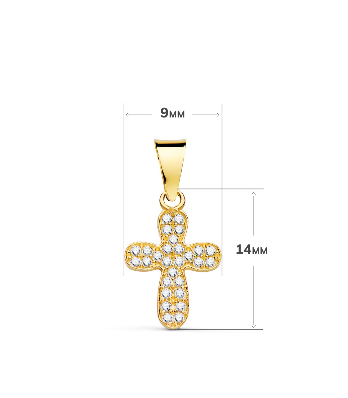 Ciondolo croce in oro 18kt e zirconi 14mm -  Ciondoli da donna