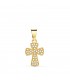 Colgante cruz pavé de oro 18K 14mm. Collar cruz para mujer.