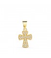 Ciondolo croce pavè in oro giallo 18kt 14mm