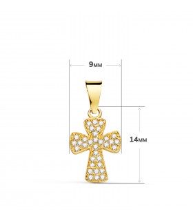 Anhänger Kreuz Gelbgold 18K & Zirkoniasteinen 22335