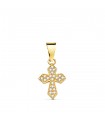 Pendentif croix pavé or 750 14 mm