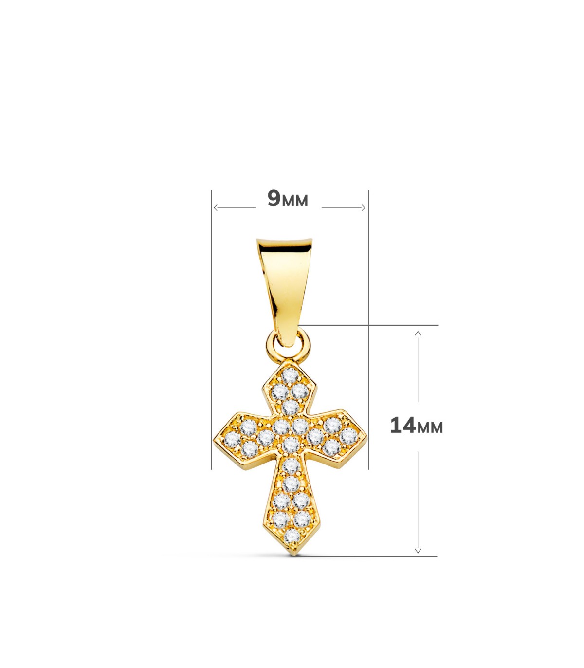 Ciondolo Croce Pepita Placcato Oro 14K Con Catena Corda Da 16 Pollici. Gioiello Religioso Noahs, Nuovo E Mai Usato.