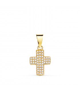 Damen Kreuz Gelbgold 18K & Zirkoniasteinen, Anhänger ca. 14 mm, 22337