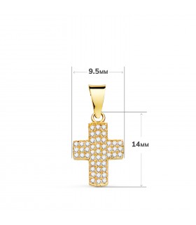 Damen Kreuz Gelbgold 18K & Zirkoniasteinen, Anhänger ca. 14 mm, 22337