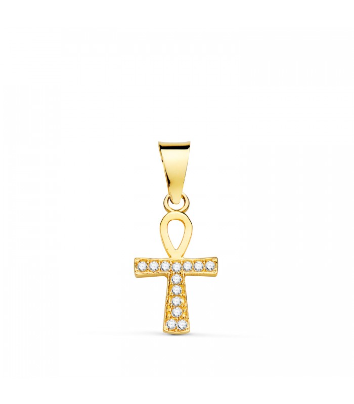Ciondolo Chiave della Vita - croce egizia con zirconi 18kt 14mm, ideale da donna