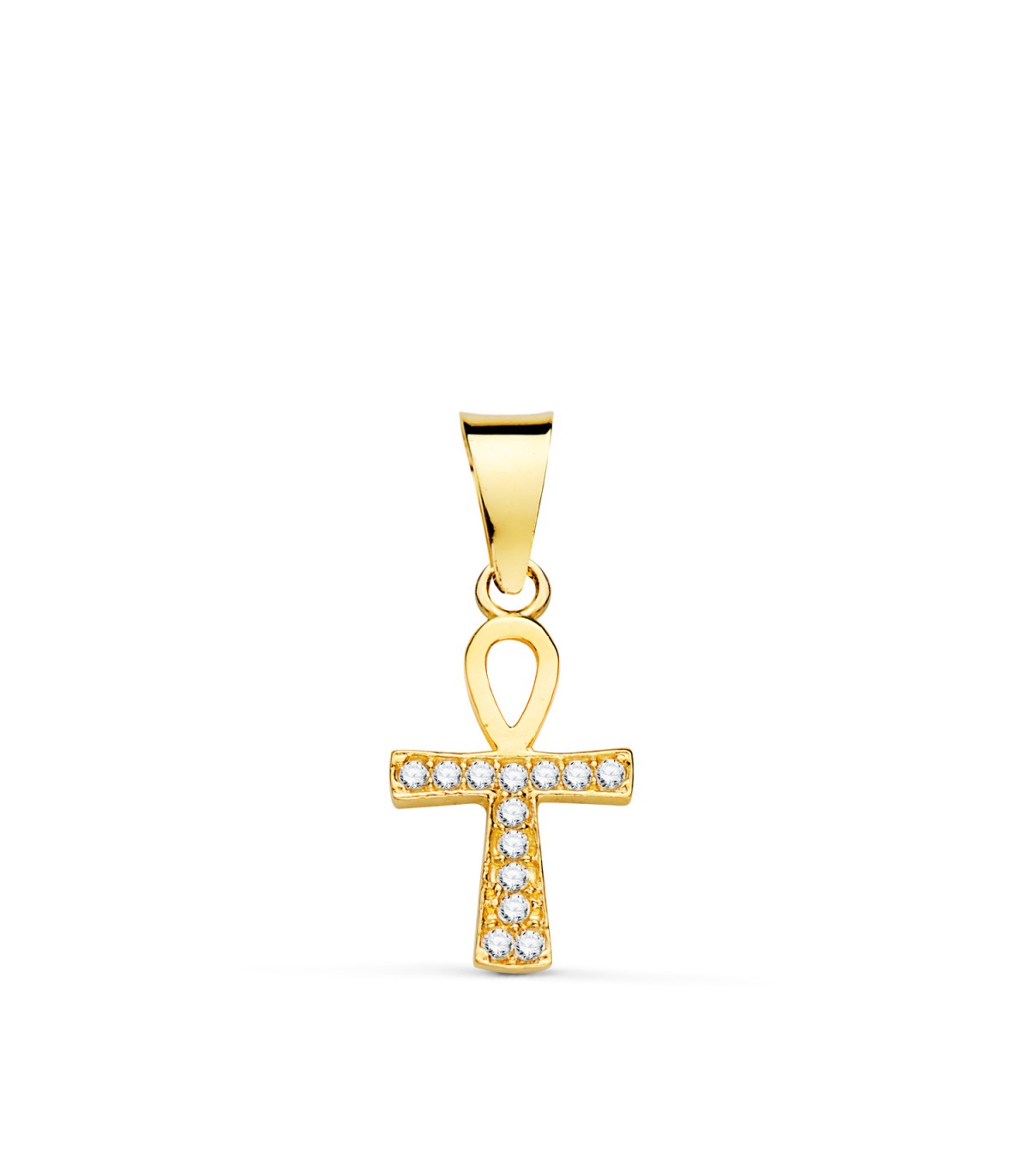 Ciondolo Chiave della Vita - croce egizia con zirconi 18kt 14mm, ideale da donna
