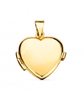 Pendentif porte photo Coeur Lisse Or 18 K 21 MM