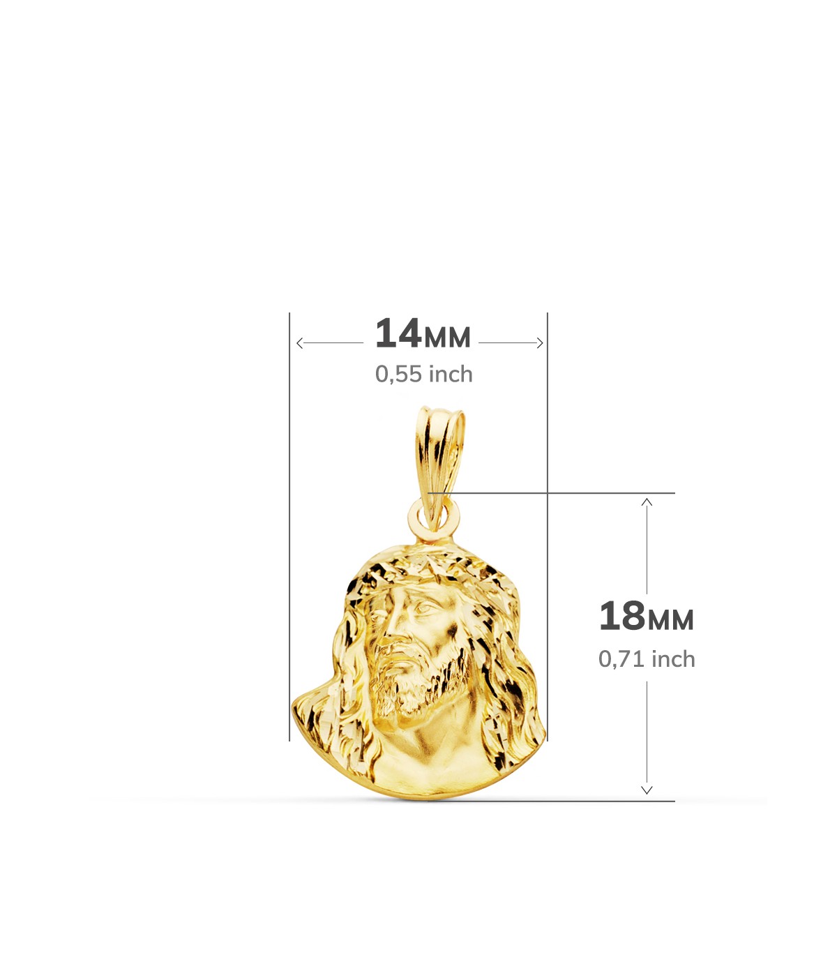Colgante Rostro de Cristo Oro 18K 18mm. Medallas religiosas de oro.