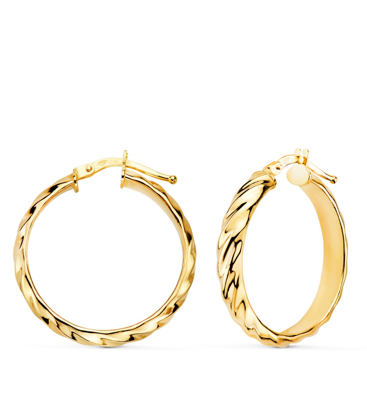 Orecchini a cerchio torchon da Donna Oro giallo 18kt 24 mm, effetto intrecciato