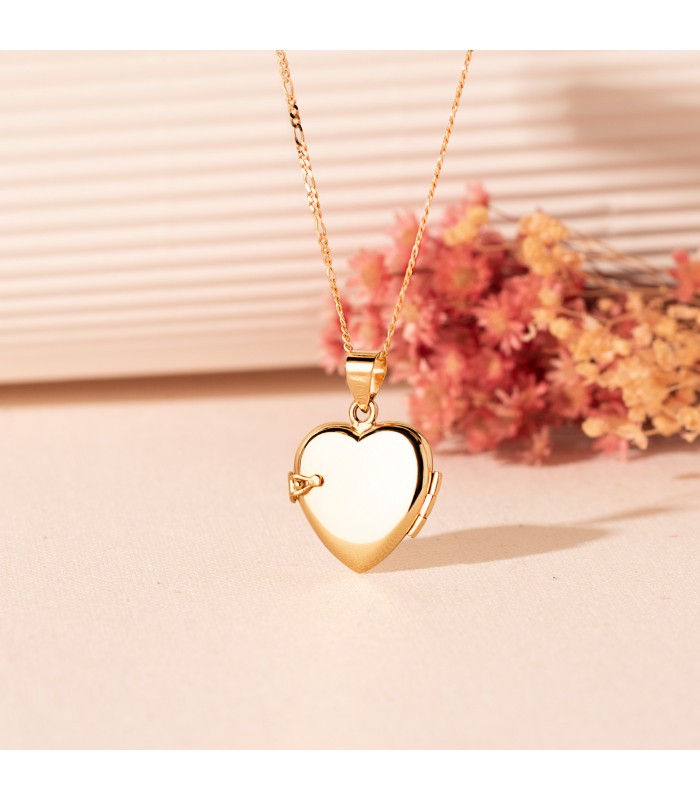 Ciondolo Portafoto Cuore oro 18 Kt 20 MM Floreale