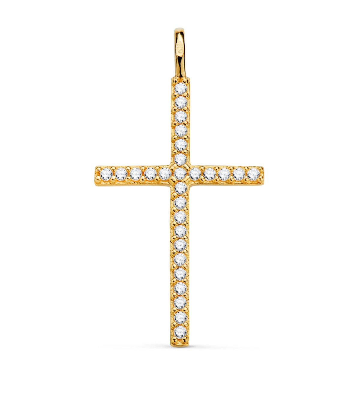 Colgante cruz oro y circonitas 18K - Gargantillas y collares cruz mujer