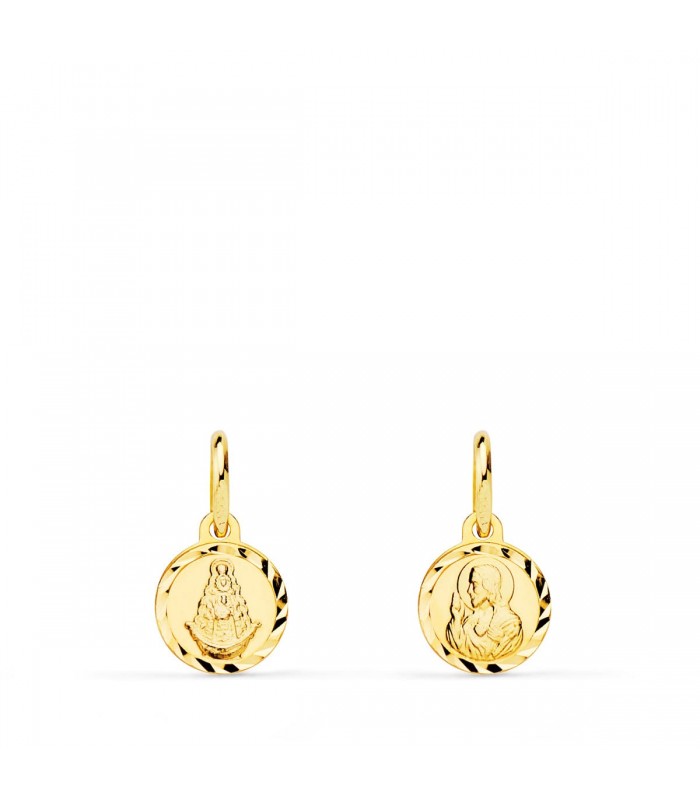 Medaglia battesimo Cuore di Gesù e Madonna del Rocio oro 18kt - 8mm