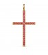 Pendentif croix or et zircons fuchsia 18K.  Colliers ras-de-cou et colliers avec croix pour femmes