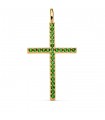 Colgante cruz oro y circonitas verdes 18K